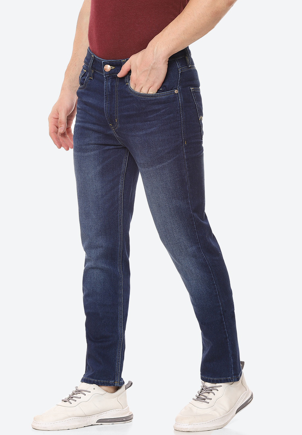 Numero Uno Men Solid Dark Blue Jeans